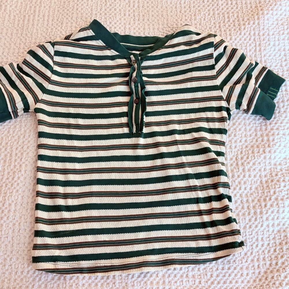BDG Urban Outfitters Striped cotton Henley cropped crop Top Retro Granpcore